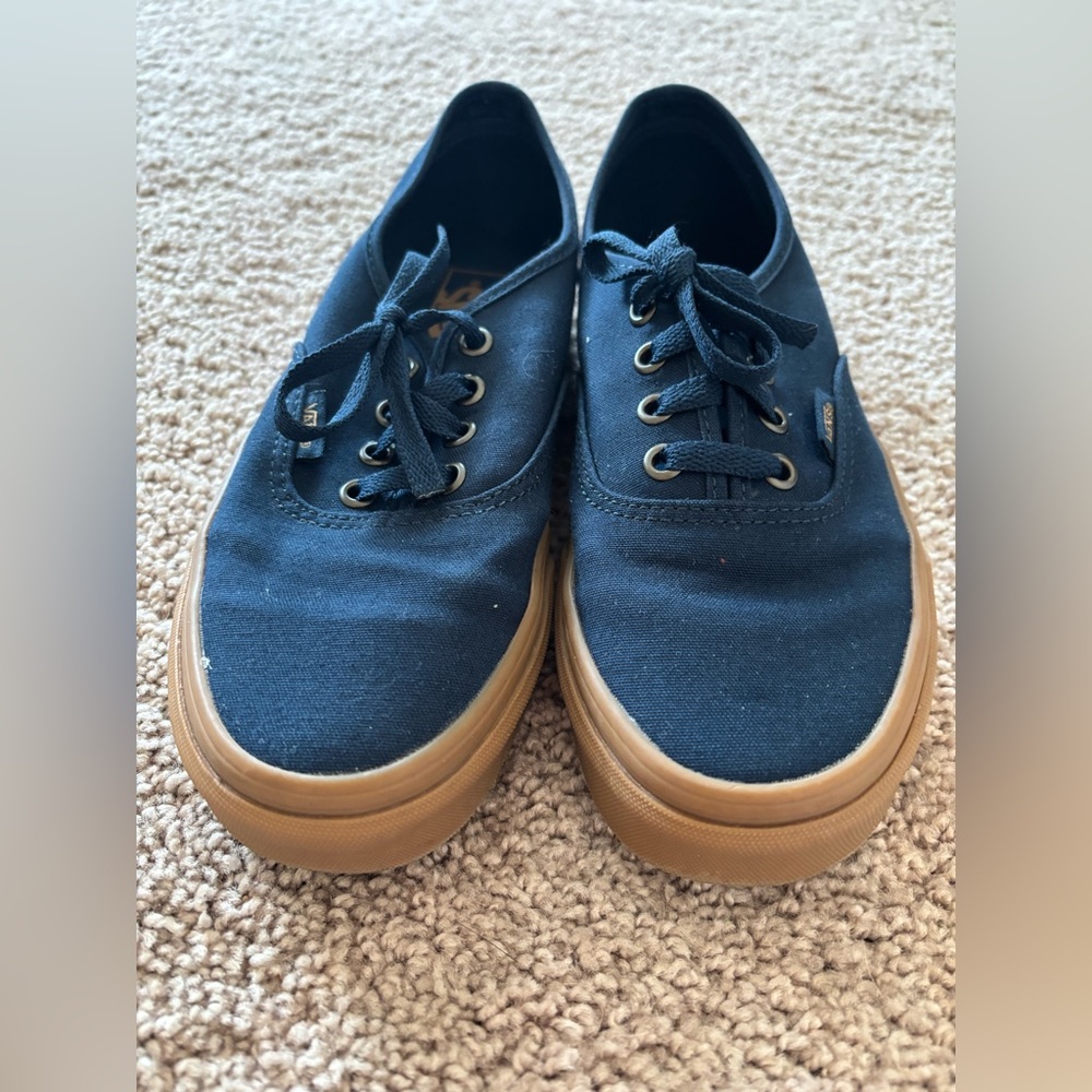 Navy blue gum sole Vans shoes